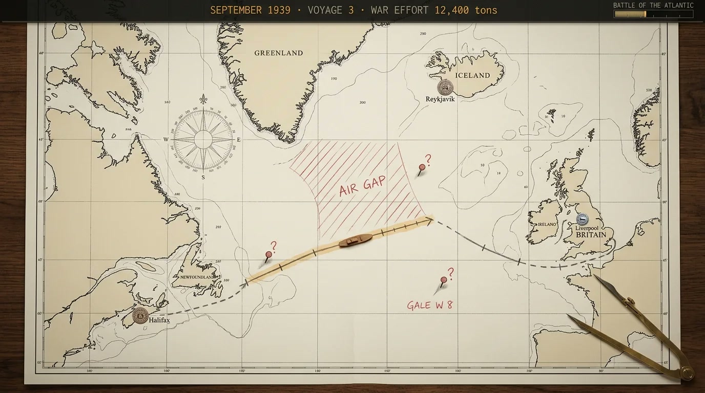 Campaign concept showing a convoy route across an Admiralty chart